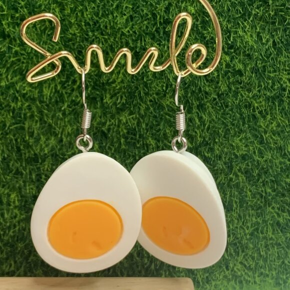 Egg Earring, Easter Egg Earring, Funny Food Earring, Cooking Earring, Chef - Picture 6 of 6